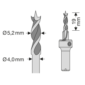 SPAX Bohrer 5,2 mm, Für Holzdielen auf Aluminium, Holzbohrer mit Ø 4,0 mm Schaft und Ø 5,2 mm Spindel