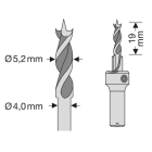 SPAX Bohrer 5,2 mm, Für Holzdielen auf Aluminium, Holzbohrer mit Ø 4,0 mm Schaft und Ø 5,2 mm Spindel