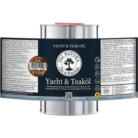 Oli Natura Yacht & Teaköl Farbe TEAK 1 Liter für Aussen mit UV Schutz