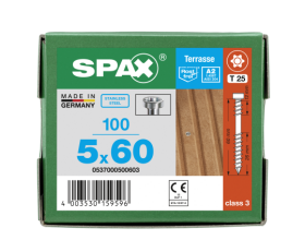 SPAX Terrassenschraube T-STAR plus CUT Fixiergewinde Edelstahl rostfrei  A2 1.4567  5x60 - 100 Stk