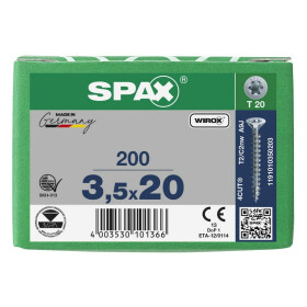 SPAX Senkkopf T-STAR plus - Vollgewinde WIROX A3J  T20  -  3,5x20  -  200 Stk