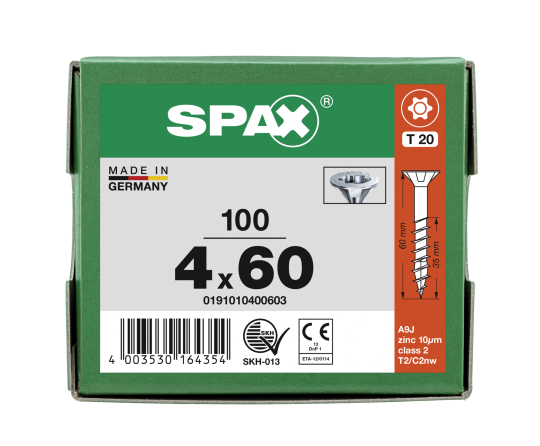 SPAX Senkkopf T-STAR plus - Teilgewinde WIROX A3J  T20  -  4x60  -  100 Stk