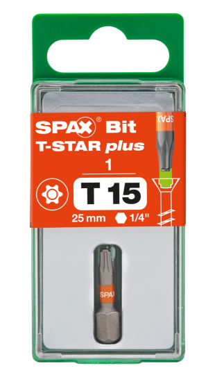 SPAX-BIT für T-STAR plus mit Kraftangriff T15 25mm - 1 Stk