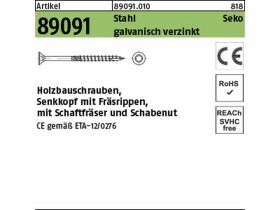 Reyher Holzbauschrauben Senkkopf CE 8x140 -T40 verzinkt...