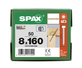 SPAX ZYLINDERKOPF 8x160 T-STAR PLUS T40 VOLLGEWINDE CUT WIROX 50 ST