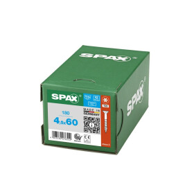 SPAX Edelstahlschraube - 4,5 x 60 mm - 180 Stk - Teilgewinde - Senkkopf - T-STAR plus T20 - 4CUT - Edelstahl A2