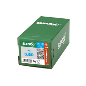 SPAX Terrassenschraube - 5 x 50 mm - 360 Stk - Fixiergewinde - Zylinderkopf - T-STAR plus T25 - CUT-Spitze - Edelstahl rostfrei A2