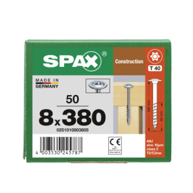 SPAX WIROX Tellerkopf T-STARplus TG TX40 8,0x380 50 Stk