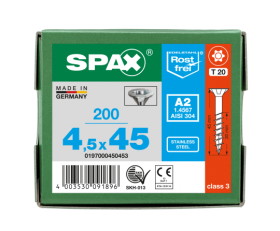 SPAX Senkkopf T-STAR plus - Teilgewinde Edelstahl rostfrei A2 1.4567  T20  -  4,5x45  -  200 Stk