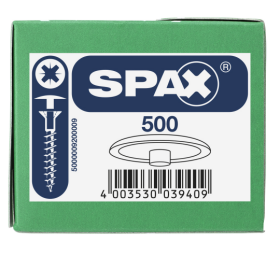 SPAX Kunststoff-Abdeckkappen für SPAX mit Kopflochbohrung, weiß, 500 Stück