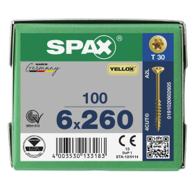SPAX Senkkopf T-STAR plus - Teilgewinde YELLOX A2L  T30  -  6x260  -  100 Stk