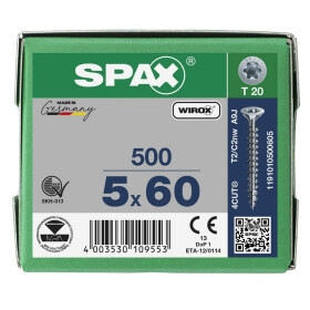 SPAX Senkkopf T-STAR plus - Vollgewinde WIROX A3J  T20  -  5x60  -  500 Stk