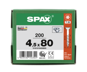 SPAX Senkkopf T-STAR plus - Teilgewinde WIROX A3J  T20  -  4,5x80  -  200 Stk