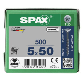 SPAX Senkkopf T-STAR plus - Teilgewinde WIROX A3J  T20  -  5x50  -  500 Stk