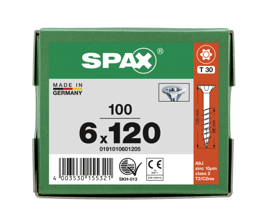 SPAX Senkkopf T-STAR plus - Teilgewinde WIROX A3J  T30  -  6x120  -  100 Stk