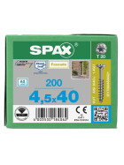 SPAX Linsensenkkopf T-STAR plus CUT Teilgewinde Edelstahl rostfrei A2 1.4567  4,5x40 - 200 Stk