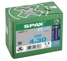 SPAX Senkkopf T-STAR plus - Vollgewinde Edelstahl rostfrei A2 1.4567      T20  -  4x30  -  200 Stk