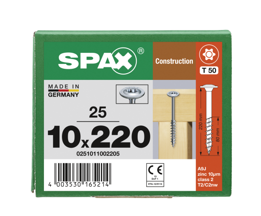 SPAX Tellerkopf TG TX50 10,0x220WIROX  25 Stk
